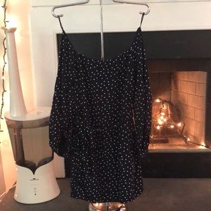 Navy off the Shoulder Mini Dress